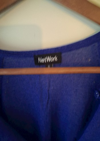 Düğmeli Mavi V Yaka Kadın Hırka - Görsel 2