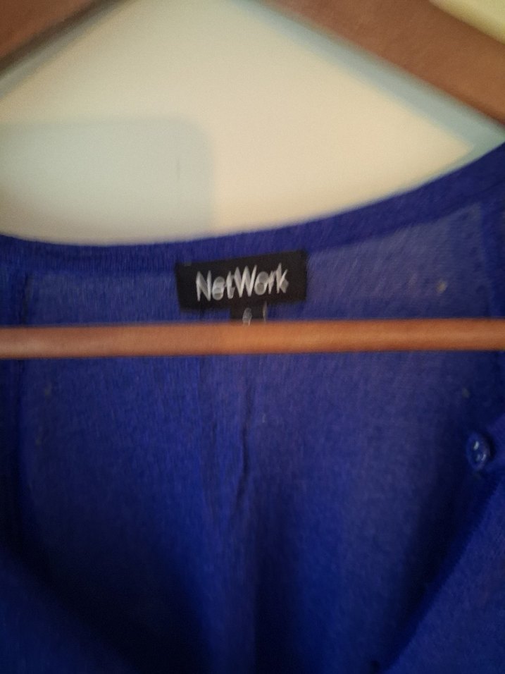 Düğmeli Mavi V Yaka Kadın Hırka - Görsel 2