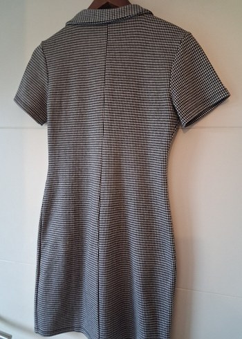 Gri Ekose Fermuarlı Midi Elbise - Görsel 2