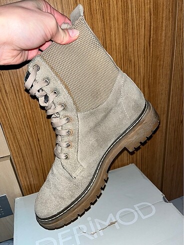 Bej süet askeri bot - Görsel 3