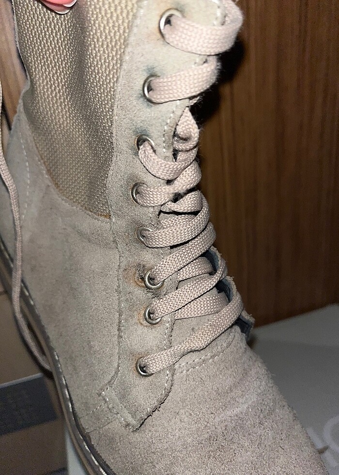 Bej süet askeri bot - Görsel 4