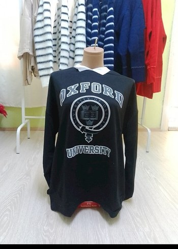 Oxford University Baskılı Siyah Kadın Sweatshirt