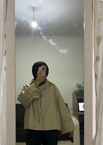 42 Beden Camel Renkli Midi Boy Rahat Kesim Kadın Yağmurluk