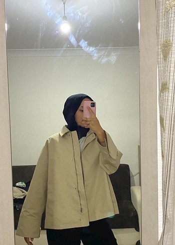 Camel Renkli Midi Boy Rahat Kesim Kadın Yağmurluk
