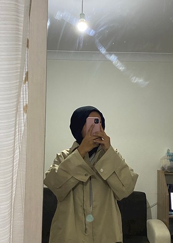 Zara Camel Renkli Midi Boy Rahat Kesim Kadın Yağmurluk