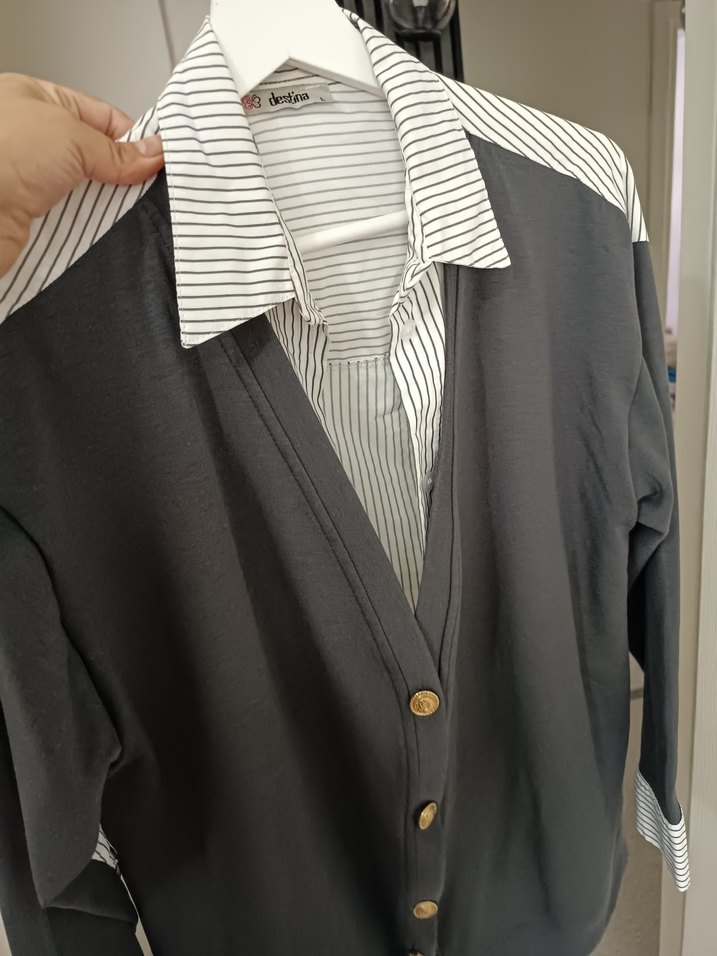 Düğmeli Gri Midi  Ceket - Görsel 3