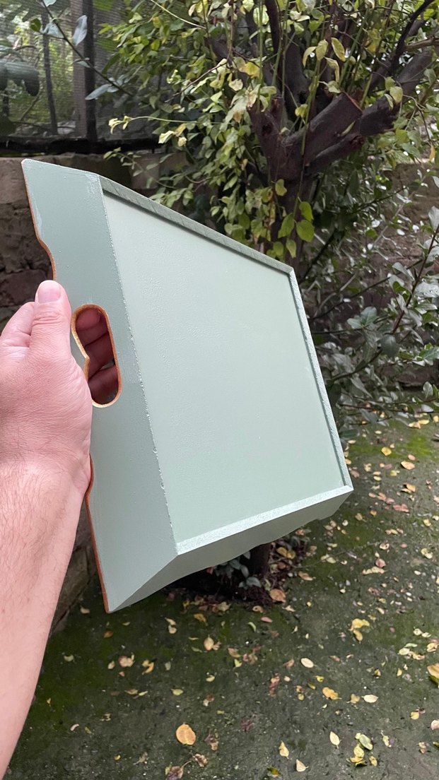 Ahşap Boyama Çiçek Desenli Dekoratif Sunum Tepsisi - Görsel 2