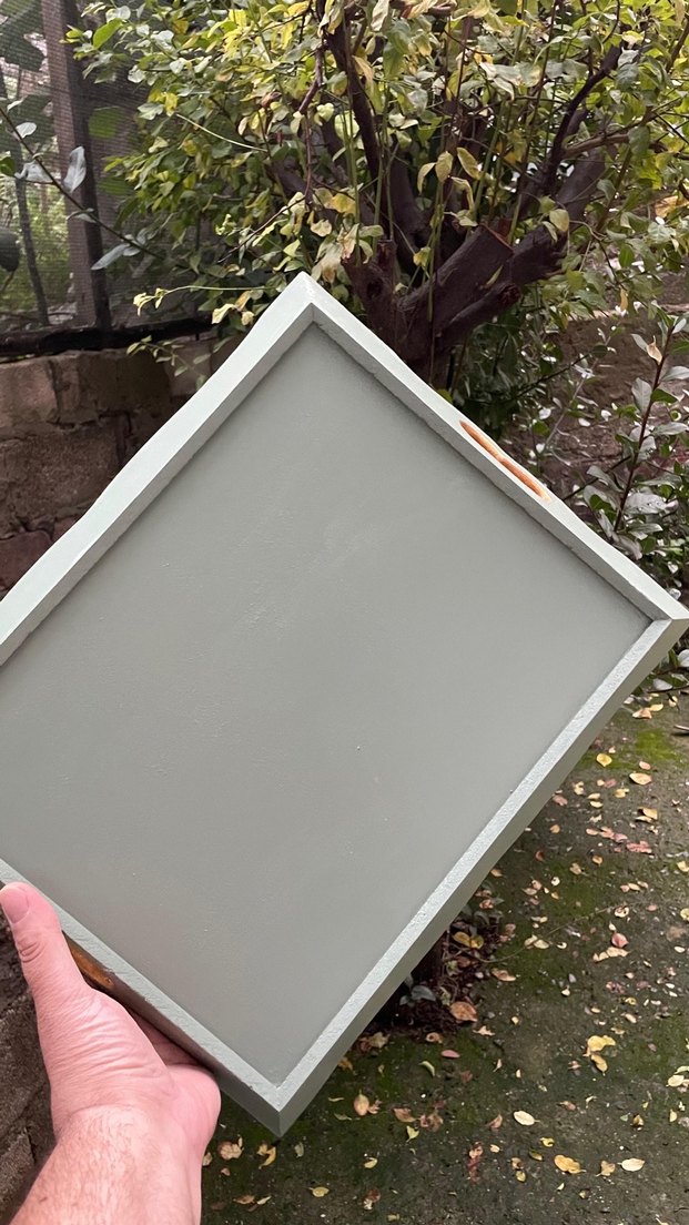 Ahşap Boyama Çiçek Desenli Dekoratif Sunum Tepsisi - Görsel 3