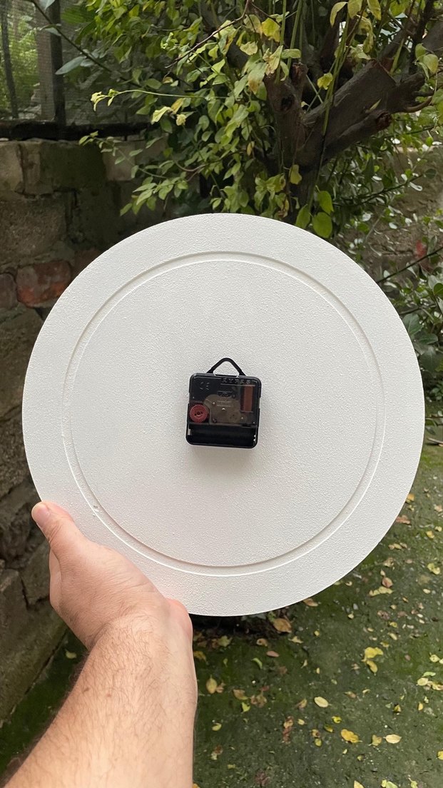 Ahşap Boyama Beyaz Çiçekli ve Yazılı Duvar Saati - Görsel 3