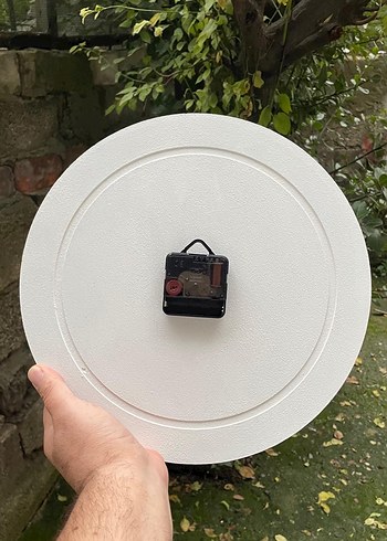 Ahşap El Boyama beyaz duvar saati - Görsel 2