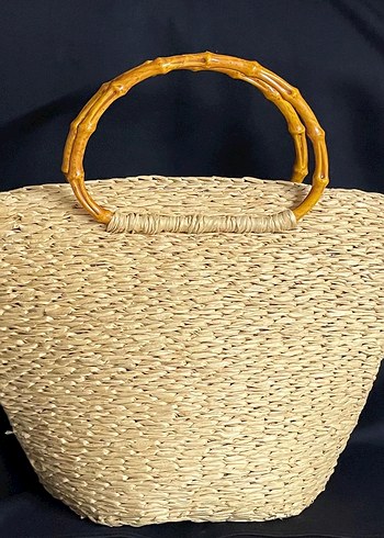 Bej Örgü Kadın Çanta Çiçek Detaylı - Görsel 2