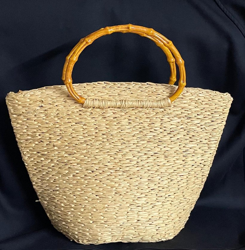 Bej Örgü Kadın Çanta Çiçek Detaylı - Görsel 2