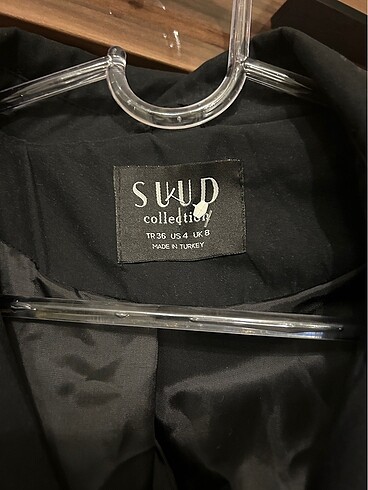 Suud Collection Suud marka, 36 beden, siyah trençkot.
