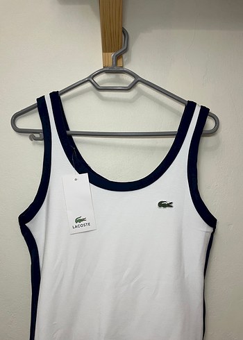 Lacoste Renk Bloklu Beyaz Elbise - Görsel 4