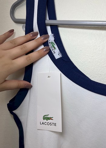 Lacoste Renk Bloklu Beyaz Elbise - Görsel 5