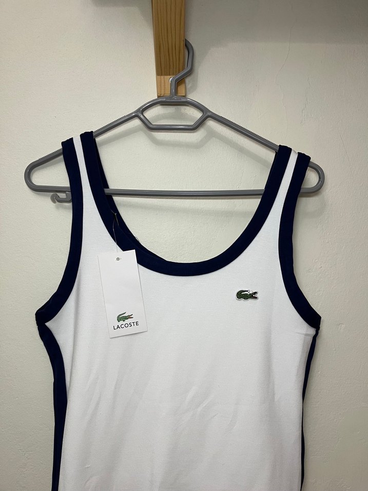 Lacoste Renk Bloklu Beyaz Elbise - Görsel 4