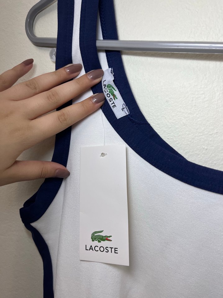 Lacoste Renk Bloklu Beyaz Elbise - Görsel 5