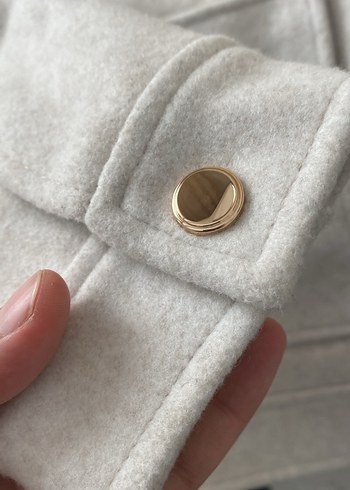 Zara Gri Düğmeli Midi Kadın Kaban