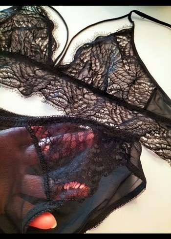 Siyah Gotik Dantel Midi Sütyen Külot Takımı - Görsel 7