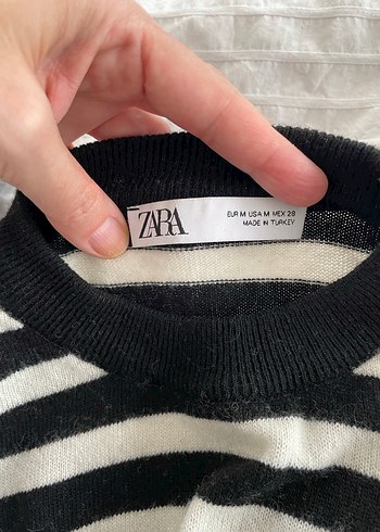 Zara çizgili yün kazak yeni - Görsel 2