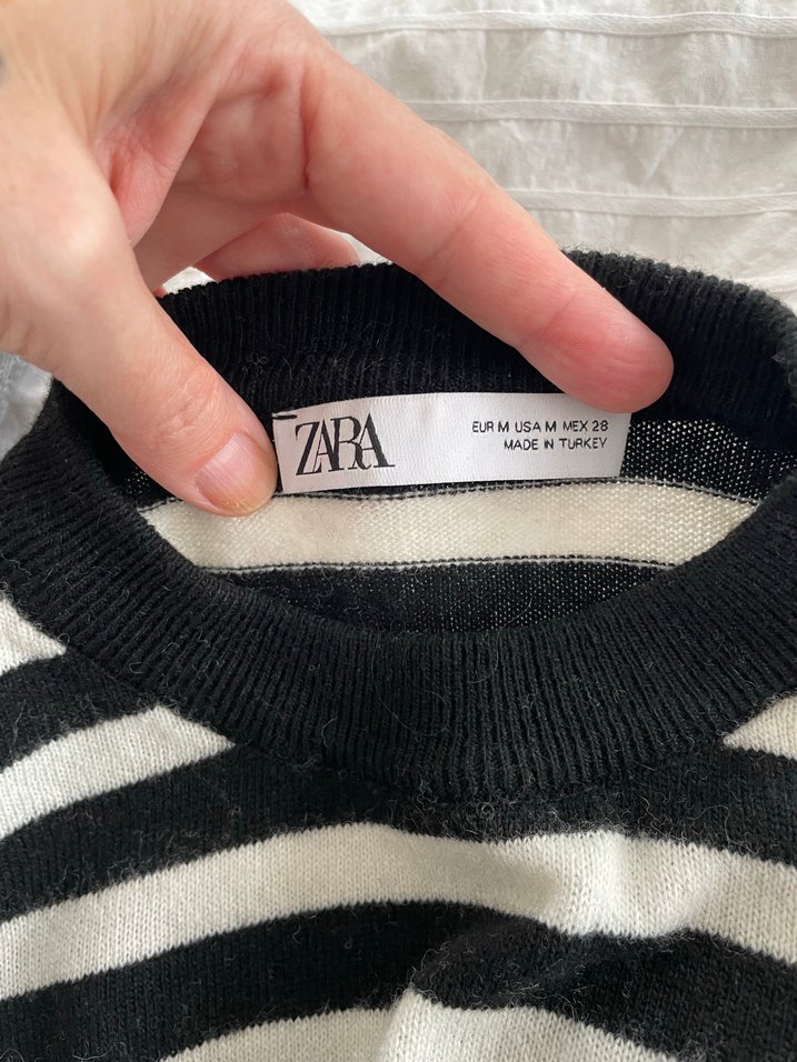 Zara çizgili yün kazak yeni - Görsel 2