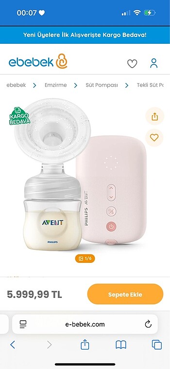 Philips Avent tekli elektrikli göğüs pompası, süt sağma makinesi
