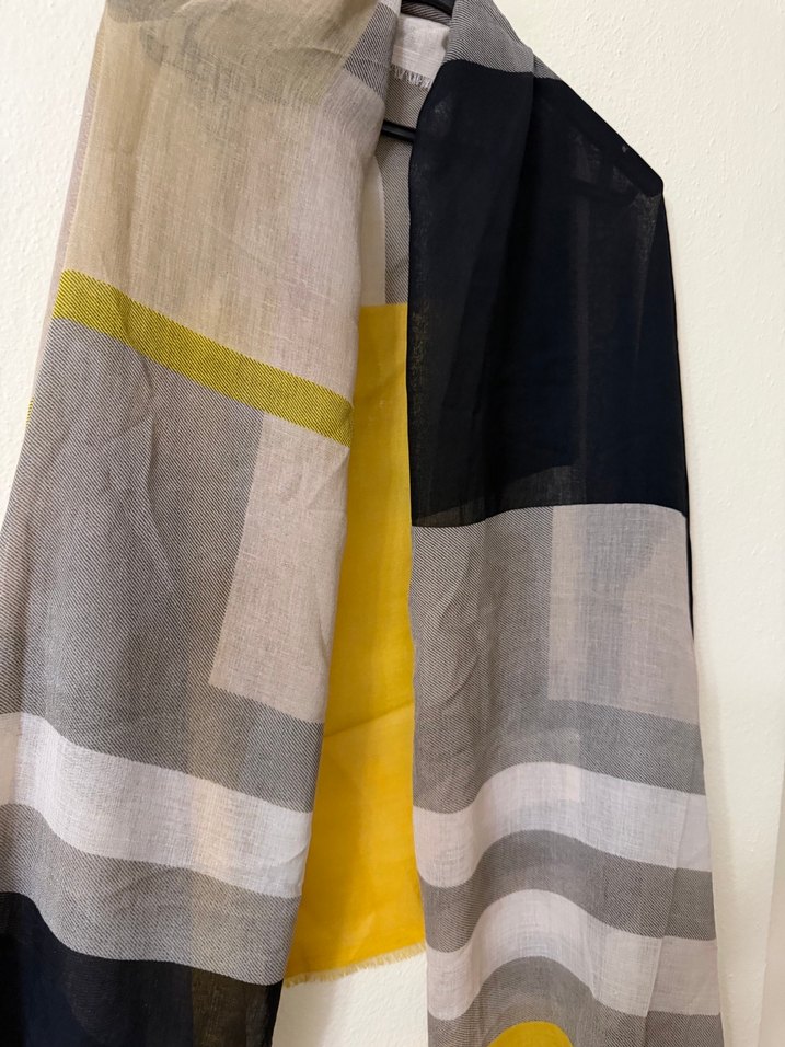 Sarı-Gri Modern Kadın Şal - Görsel 2