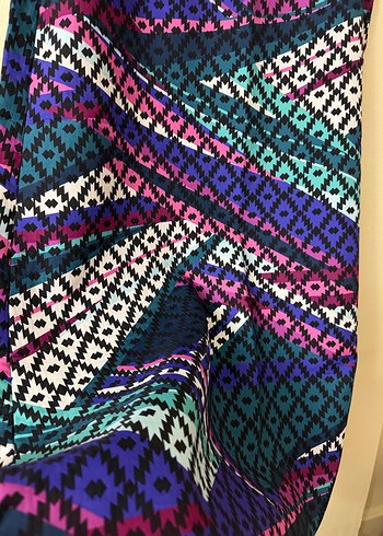 Renkli Bağlama Desenli Uzun Bohem Etek - Görsel 4