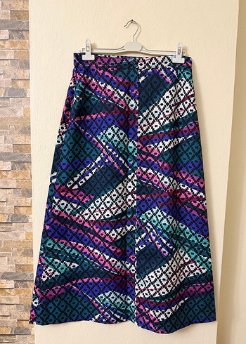 Renkli Bağlama Desenli Uzun Bohem Etek - Görsel 3