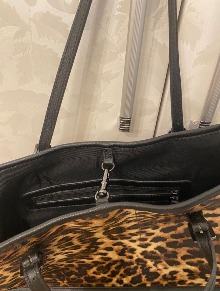 Mango Leopar Desenli Deri Kadın Çanta - Görsel 4