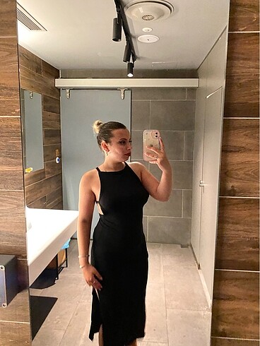 Sırt dekolteli midi elbise - Görsel 5