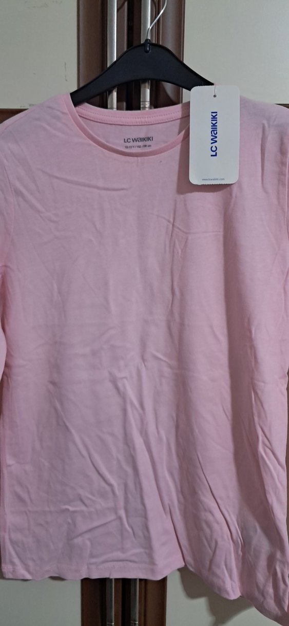 Pembe Pamuklu Uzun Kollu Tişört - Görsel 2