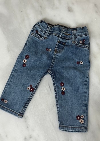 Civil Cicekli Mavi Bebek Denim Pantolon