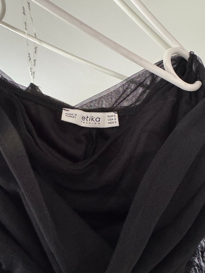 Drapeli Siyah Uzun Straplez Kadın Abiye Elbise - Görsel 3