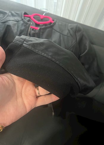 m Beden siyah Renk Kadın Siyah Deri Fermuarlı Ceket