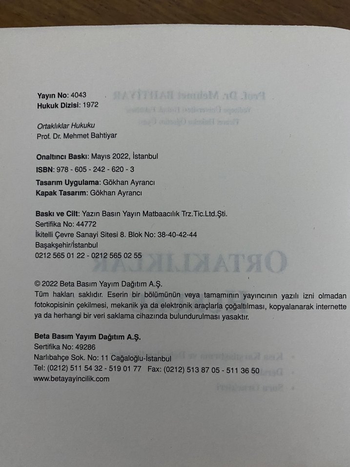 Ortaklıklar hukuku mehmet bahtiyar - Görsel 2