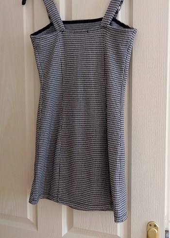 Bershka siyah beyazKareli Midi Street Wear Elbise