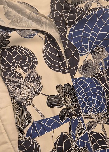 Mavi Siyah Baskılı Uzun Kollu Rahat Tulum - Görsel 3