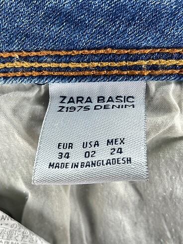 34 Beden mavi Renk Zara Jean / Kot %70 İndirimli.