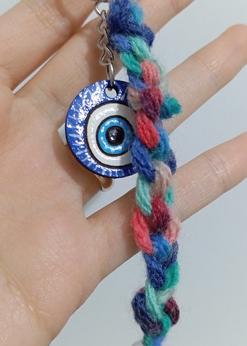 Nazar Boncuklu Yün Anahtarlık - Görsel 2