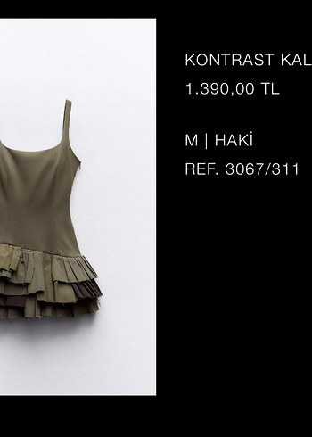 Zara Piliseli Kısa Haki Elbise tulum