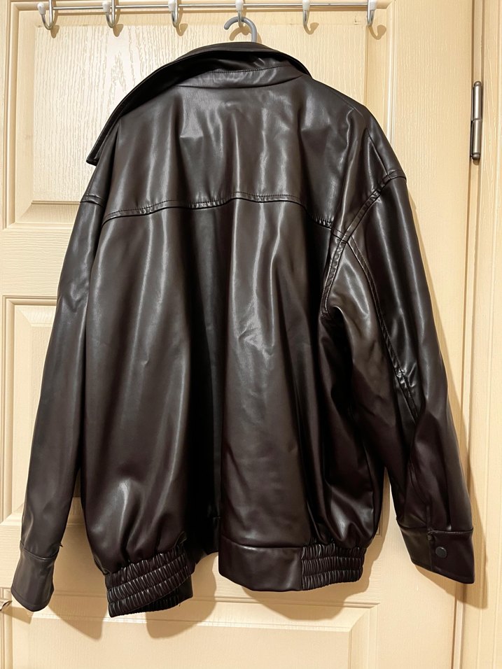 Stradivarius deri ceket kahverengi - Görsel 2