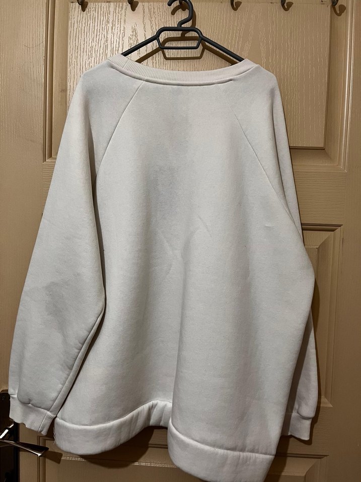 Kadın Beyaz Baskılı Salaş Sweatshirt - Görsel 2