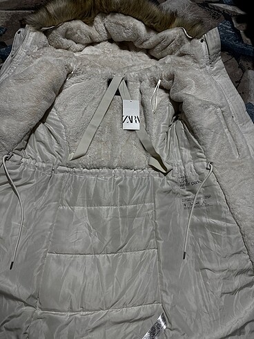 m Beden beyaz Renk ZARA PARKA MONT