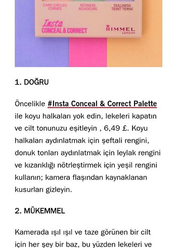  Beden Renk Rimmel Insta Conceal & Correct Kapatıcı Paleti
