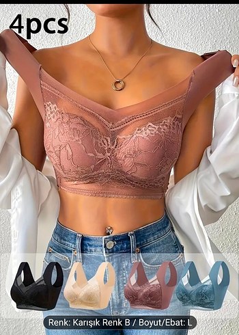 l Beden Nakış Detaylı Siyah Mini Street Wear Sütyen