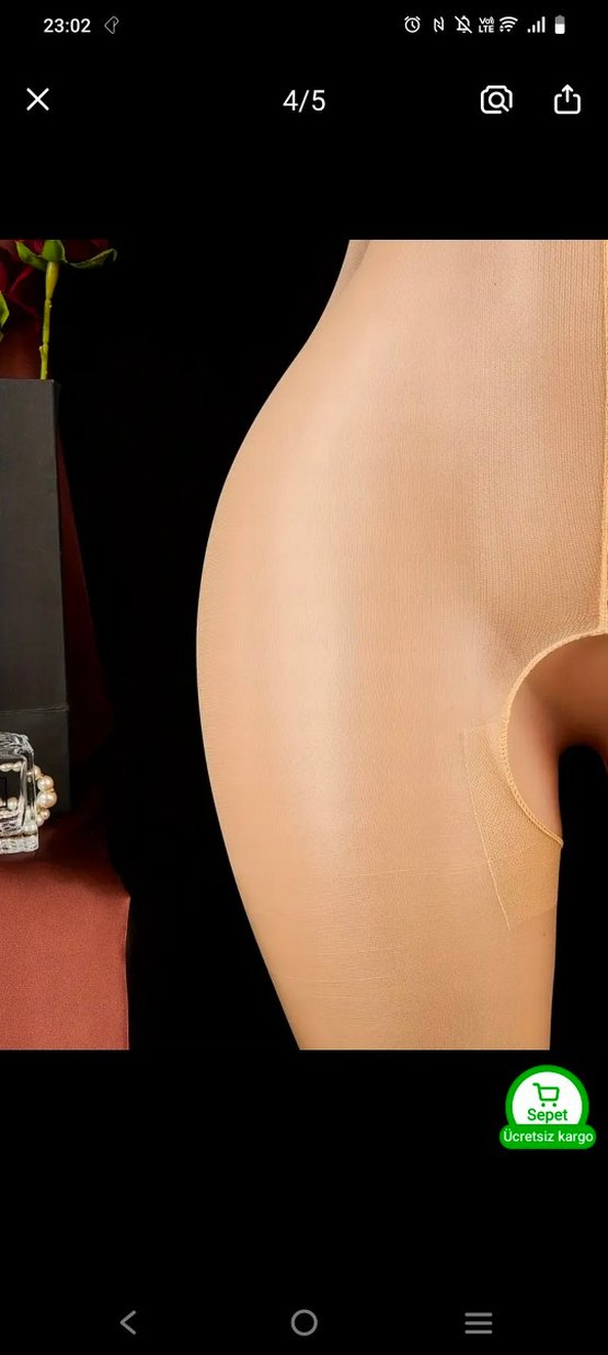 Ten rengi Kadın Vücut Çorabı - Görsel 4