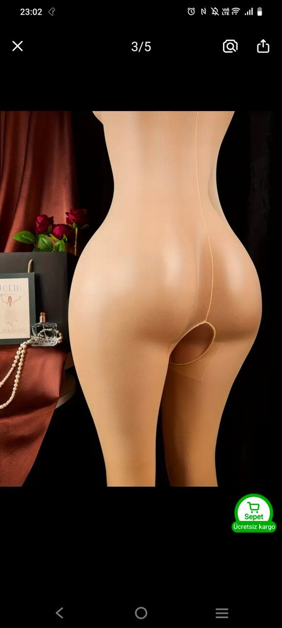 Ten rengi Kadın Vücut Çorabı - Görsel 3