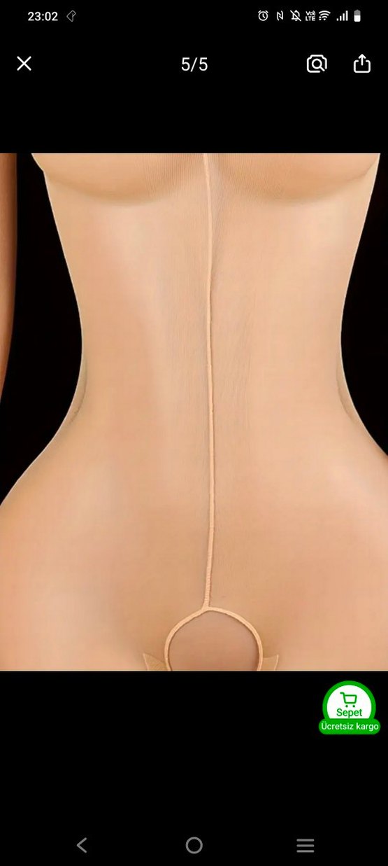 Ten rengi Kadın Vücut Çorabı - Görsel 5