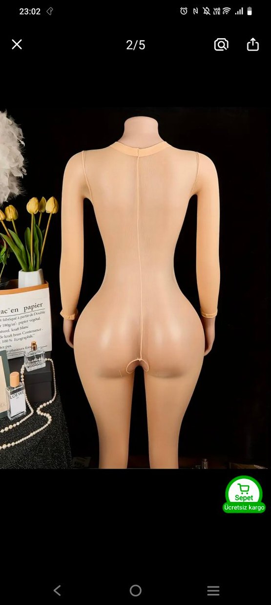 Ten rengi Kadın Vücut Çorabı - Görsel 2